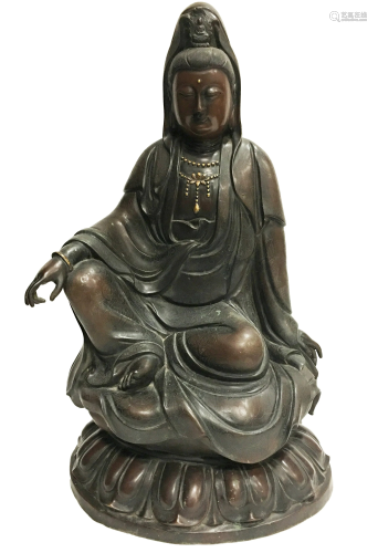 Chinese Bronze Guanyin Statue