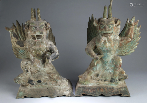 A Pair of Mythical Beast Statues
