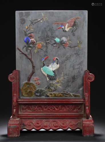 Antique Chinese Ink stone Table Screen