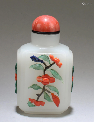 Chinese Snuff Bottle (Jade or Peking Glass)
