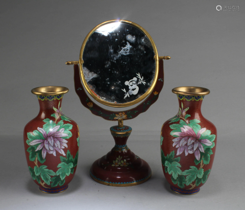 A Pair of Chinese Cloisonne Vase and One …