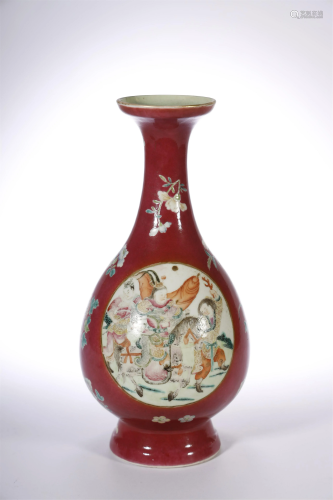 Min Guo,Red Glazed Vase