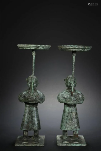 Pair of Bronze Figurine Lamps