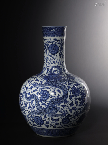 Qing Dynasty, Blue and White Dragon pattern…