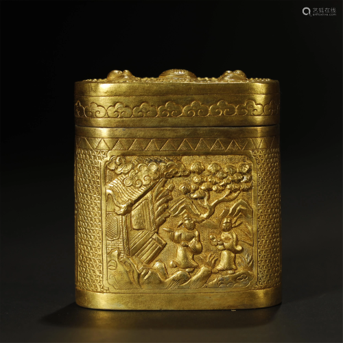 Qing Dynasty,Gilt Silver Opium Box