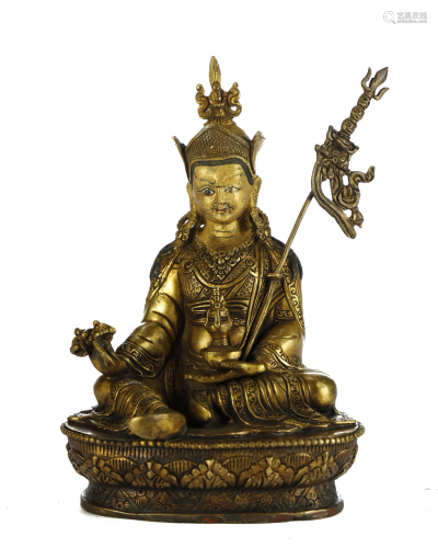 Qing Dynasty,Gilt Bronze Buddha with Lotus …