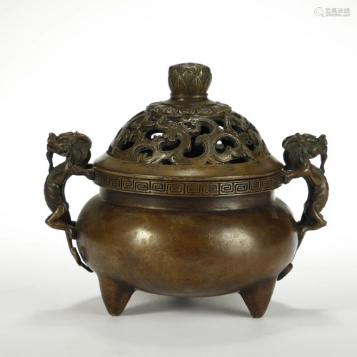 Qing Dynasty,Bronze Incense Burner