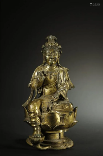 Liao Dynasty,Gilt Bronze Kuan Yin