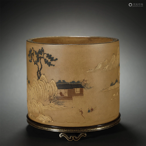 Qing Dynasty, Zisha Landscape Penholder