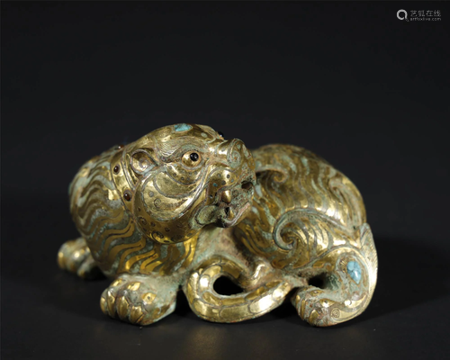 Bronze Inlaid Gold Beast Paperweight