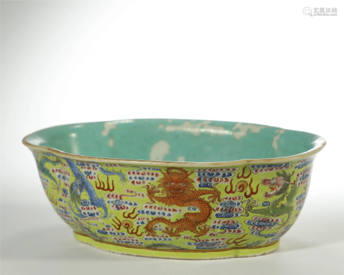 Qing Dynasty, Famille Rose Narcissus Basin