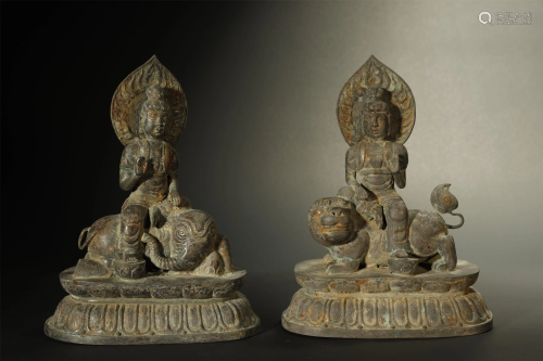 Alloy Silver Two Buddhas