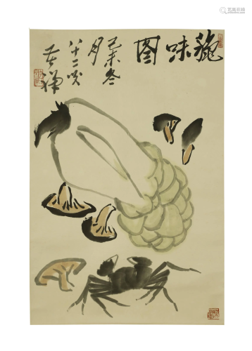 Li Kuchan, Chinese Cabbage Painting on Paper
