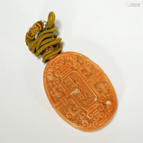 Qing Dynasty, Coral Fasting Pendant