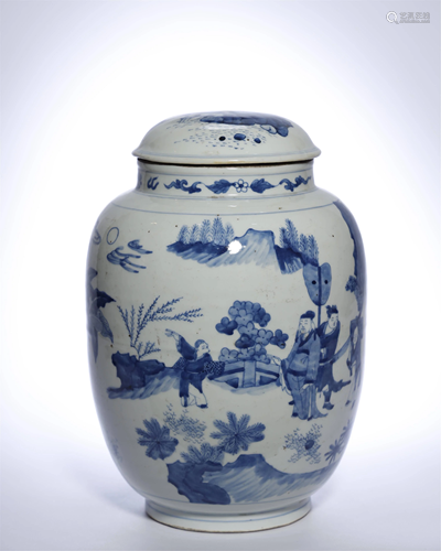 Qing Dynasty,Blue and White Jar with Lid