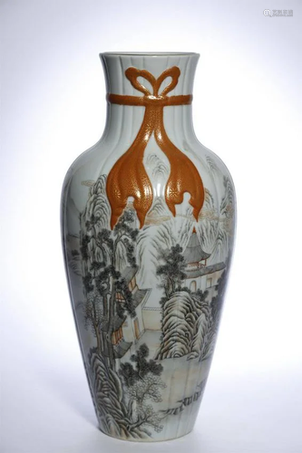 Qing Dynasty,Ink Colour Chinese Bao Fu Vase