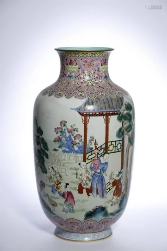 Qing Dynasty,Famille Rose Lantern Vase