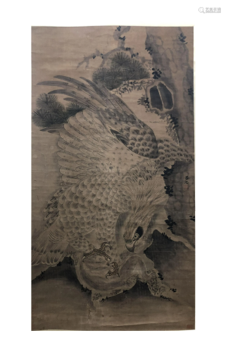 Lu Ji, Pine Tree and Eagle Painting on Paper