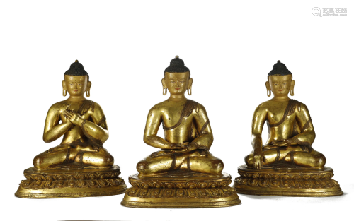 Qing Dynasty,Tibetan Gilt Bronze Buddhas