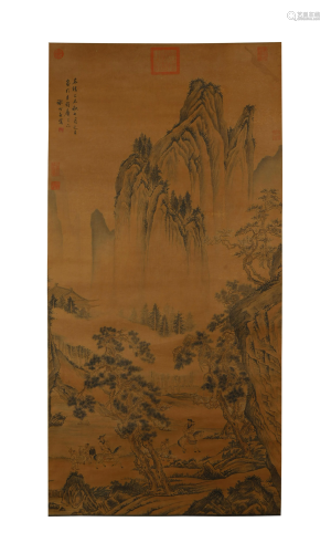 Xie Shiju,Landscape Painting on Silk