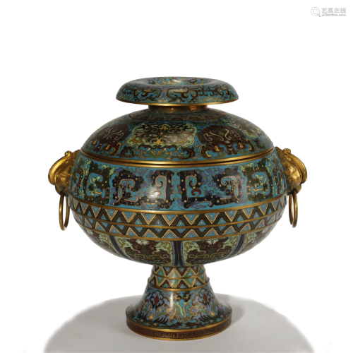 Qing Dynasty,Gilt Bronze Cloisonne Food Box