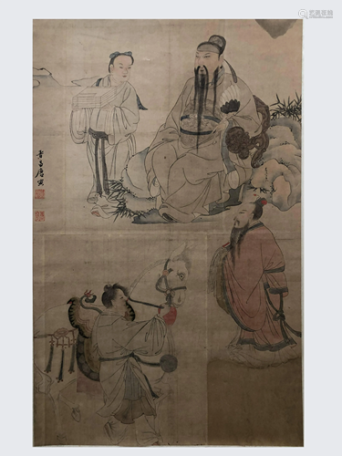 Tang Yin,Figures Painting on Paper