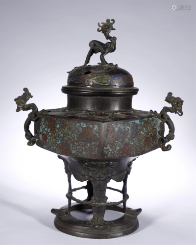 Qing Dynasty,Bronze Cloisonne Incense Burner
