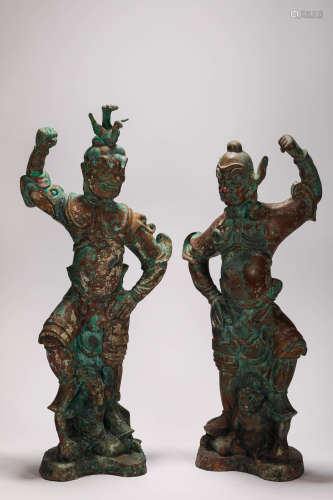 A Pair of Bronze Statue from Tang