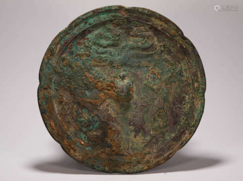 Four Beast Bronze Mirror from Tang