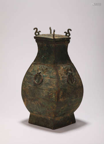 Squared Bronze Vessel from Zhan