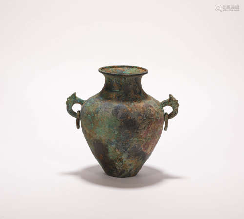 Two Ears Bronze Pot from Han