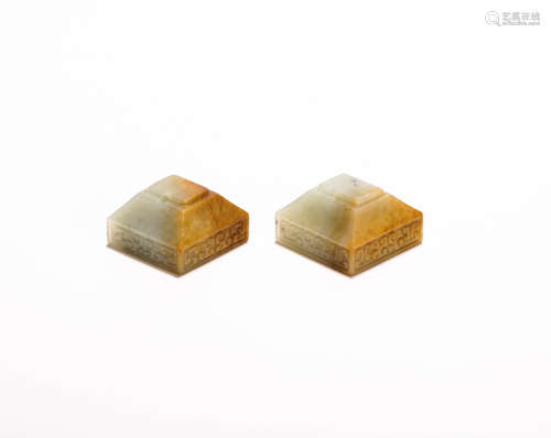 A set of HeTian Jade Seal from Zhan