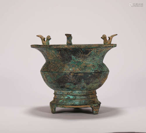 Bronze Phoenix Bird Vessel from ShangZhou