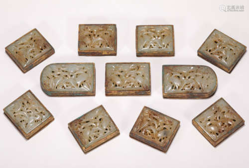 A Set of HeTian Jade Belt Hook from Liao