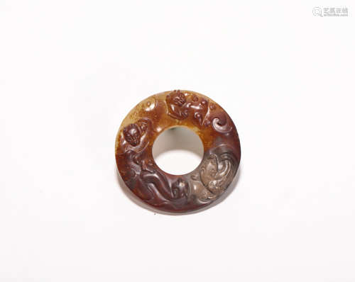 HeTian Jade Pendant with Beast Grain from Zhan