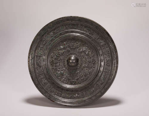 Single Circle Bronze Mirror with Inscription from Western Han