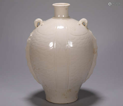 White Porcelain Pot in fish Shape from Liao