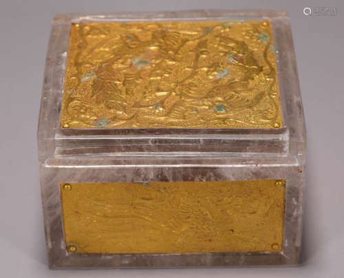 Crystal inlaying with Gold Stupa Box from Liao