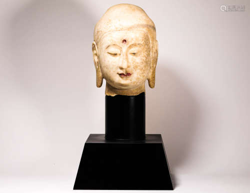 White Jade Buddha head from Tang