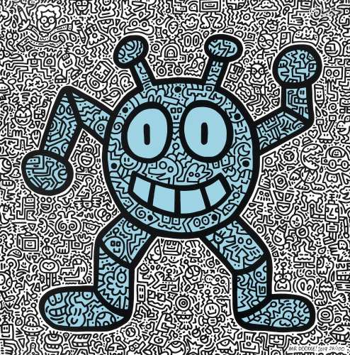 Mr.Doodle Blue Robot 版画 100版