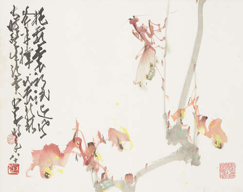 Zhao Shao'ang (1905-1998)  Mantis and Autumn Leaves