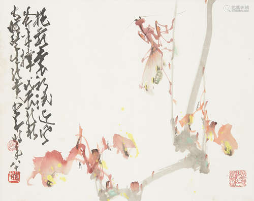 Zhao Shao'ang (1905-1998)  Mantis and Autumn Leaves