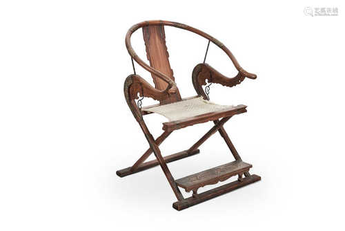 A huanghuali folding chair, jiaoyi  18th/ 19th century