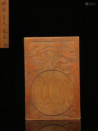 A BAMBOO INK SLAB CARVED WITH POETRY