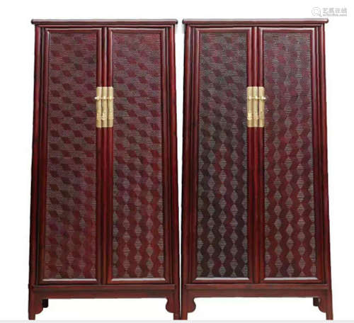 PAIR OF ZITAN WOOD CABINET