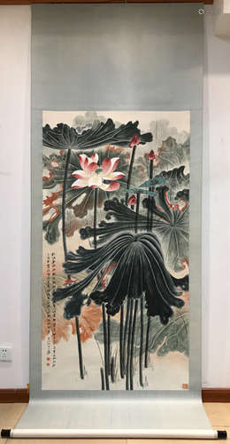 A LOTUS POND PAINTING BY ZHANG DAQIAN