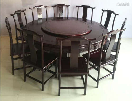 A SET OF ZITAN WOOD TABLE&CHAIR