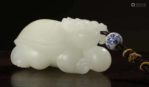 A HETIAN JADE CARVED DRAGON TURTLE