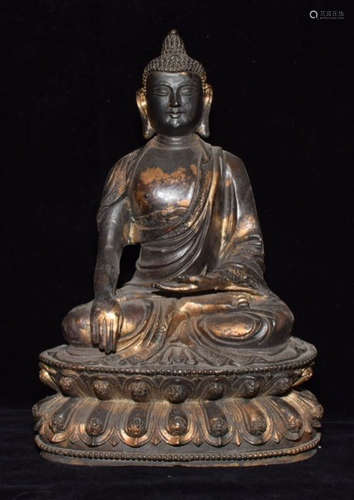 A GILT BRONZE SAKYAMUNNI BUDDHA