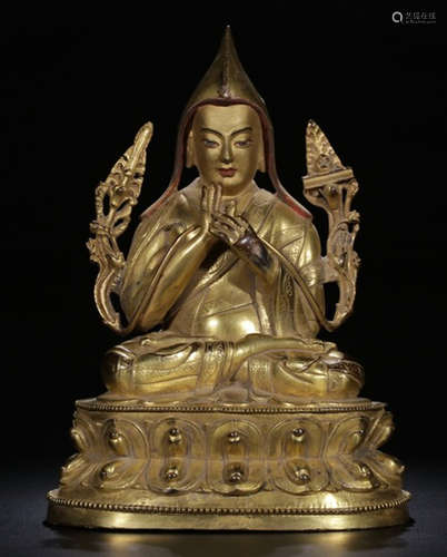 A GILT BRONZE TSONGKAHAPA